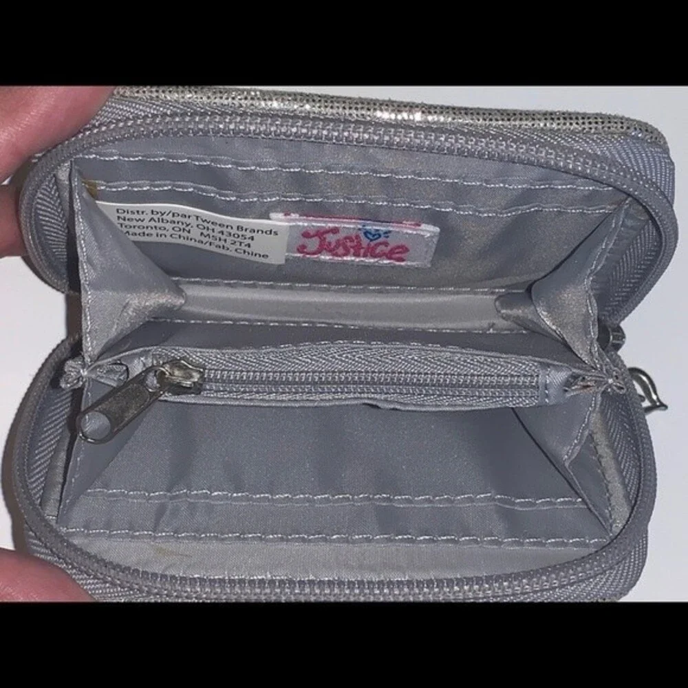 Justice for Girls Small Silver S Initial Wallet NWT